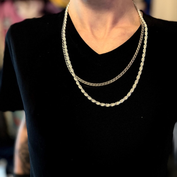 Italian Silver Rope Chain, SOLID Sterling Silver Chain Necklace, Rope ...