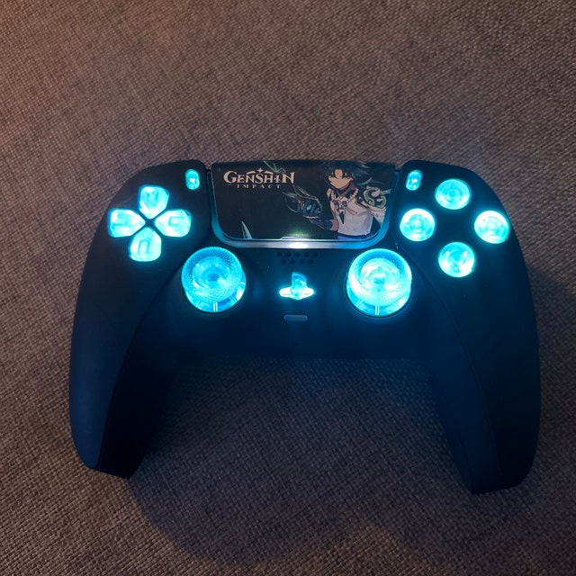 PS5★カスタム★カスタマイズ★ワイヤレス★コントローラ★ジャンク★中古★LED PS5 コントローラー LED モッド ブルー フレイム PS5 カスタム