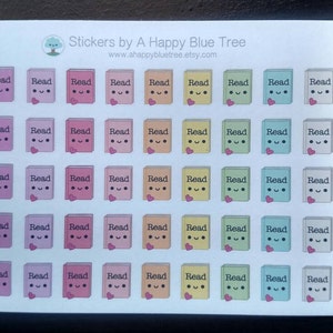 Happy Book Read Tracker Reminder Cute Kawaii Planner Stickers | Etsy