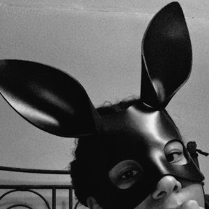 Bunny leather mask in black | Etsy