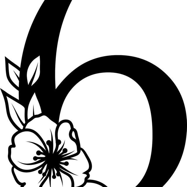 SVG の数字 6、花の数字、数字 0、数字 60、記念日、誕生日、切り絵