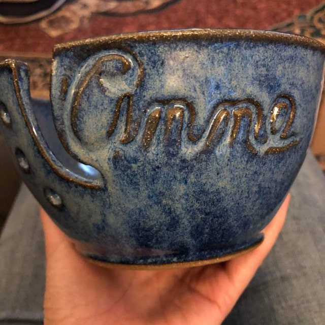 Personalized Custom Print Name Yarn Bowl Blue Engraved Finish Customized  Ceramic Pottery Holder Knit Gifts for Knitters Nanna MADE TO ORDER -   Canada