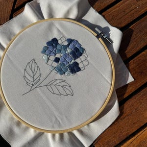 hydrangeaオーダーページ Hydrangea Embroidery Kit: Floral Pattern, Pre-printed Fabric