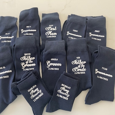 Navy Blue Personalised Wedding Socks Groom Page Boy Best - Etsy