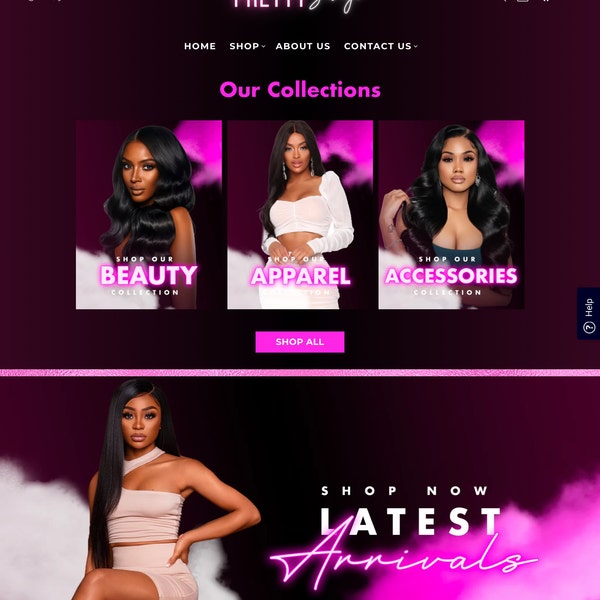 Premade Hair Extensions Website Template for Hair Website and More