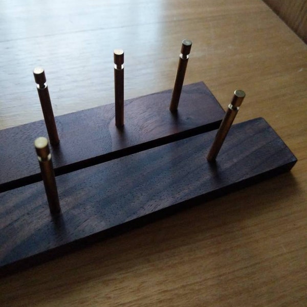 Dark Wood Minimalist Wall Jewelry Rack, Long Wall Jewelry Hanger ...