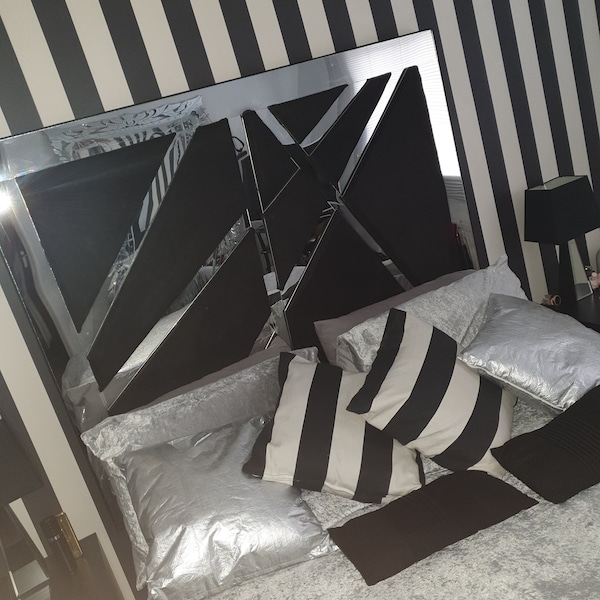 Mirror Trimmed, Upholstered Panel Headboard, All Sizes Available - Etsy
