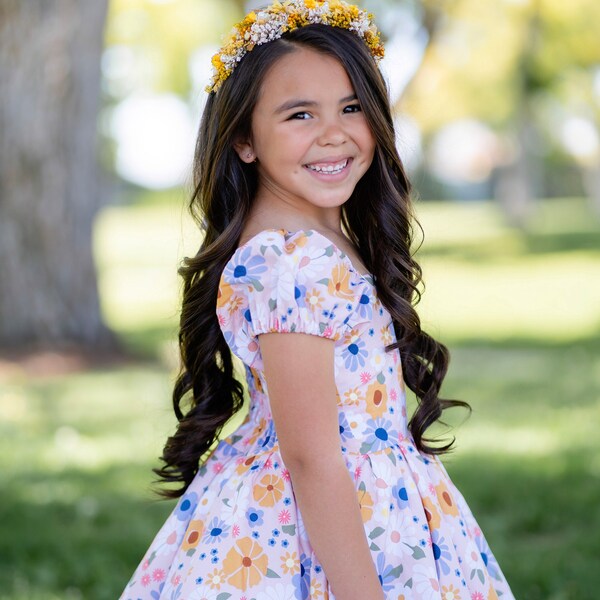 Organic Girls Ice Blue Gingham Twirl Dress