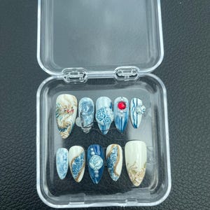 League of Legends Hextech Press On Nails, Handmade Cyberpunk Nail Art with Pink & Blue Graffiti, Arcane Inspired Nails, Sci-Fi Fake Nails