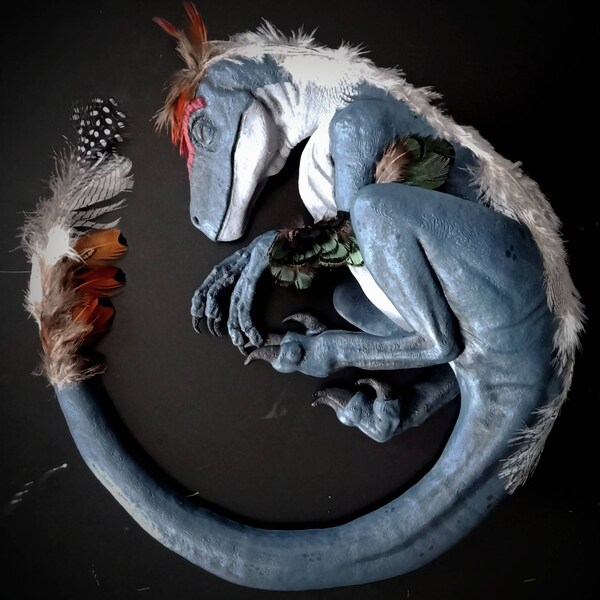 Sleeping Baby Velociraptor Art - Dinosaur - 3D Printed - Multiple ...