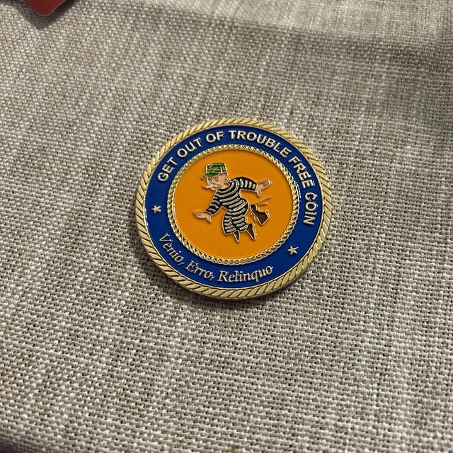 ジェルソン・バイーア 刻印 銀彫刻 Figa ブラジル 御守り Get Out of Jail Free JAG Challenge Coin SJA Coin Military Lawyer