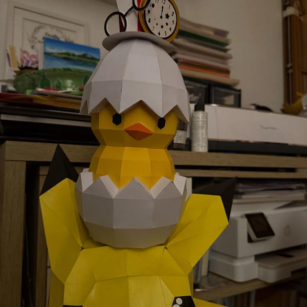 Chick in Egg Papercraft 3D DIY Low Poly Paper Crafts Easter Decor Model ...