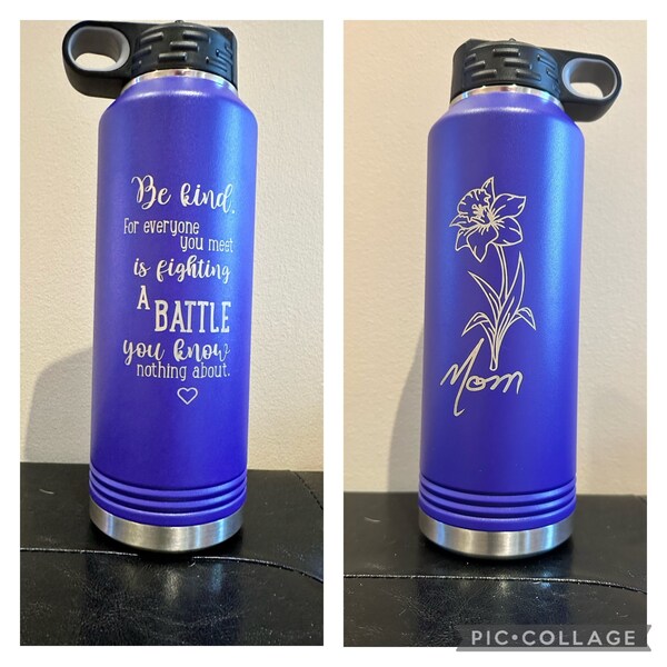 Personalized Laser Engraved Water Bottle With Custom Logo Name Text ...