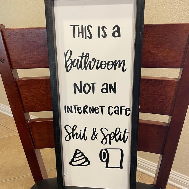 Cartello Divertente Per Bagno – ‘Questo è Un Bagno, Non Un Internet Café’ – Poster In Legno Vintage 20x15 Cm