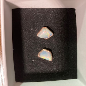 Customer photo from sylvia, Large Raw Australian Opal Stud Earrings