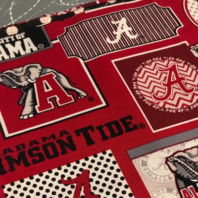 NCAA Alabama Crimson Tide Crimson &amp; Black College 100% Cotton Fabric ...