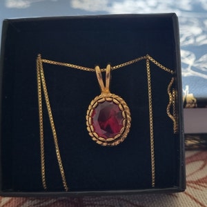 Gold Ruby Pendant, Created Ruby, Gold Vintage Pendant, Victorian ...