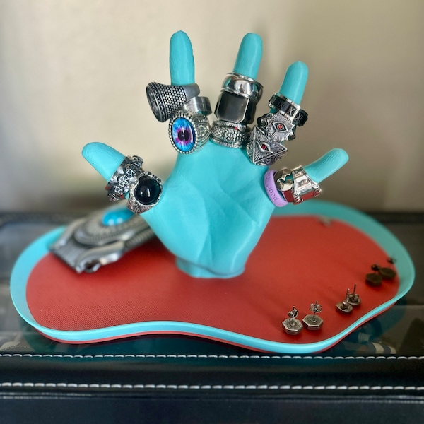 The Hand Tray - Catchall for Jewelry & Trinkets Orange Teal Fun Funky ...