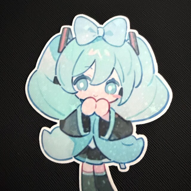 Hatsune Miku Cinnamon Roll Chibi Sticker: Holographic Star, Water