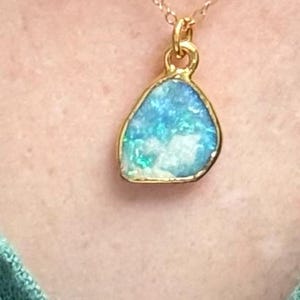 Customer photo from Heather, Raw Australian Opal Necklace with Paperclip Chain