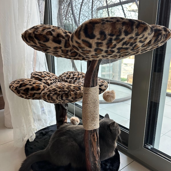 Leopard Cat Tree, Modern Cat Tree, Daisy Cat Gift, Cat Bed Tower, Cat ...