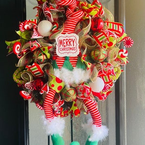 Elf Wreath Christmas Wreath Christmas Door Wreath Door - Etsy
