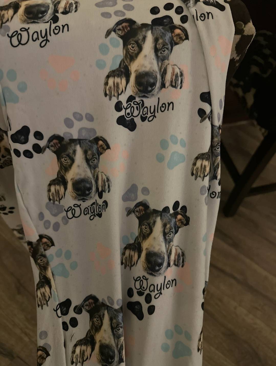 Custom Paw Design Pet Multi-color Paw Portrait Pajama pants Using Pet Photo + Name Custom Dog Personalized Pajama Pants Photo Pants
