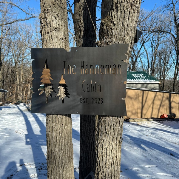 Personalized Metal Cabin Sign - Mountain Cabin Established Date Wall ...