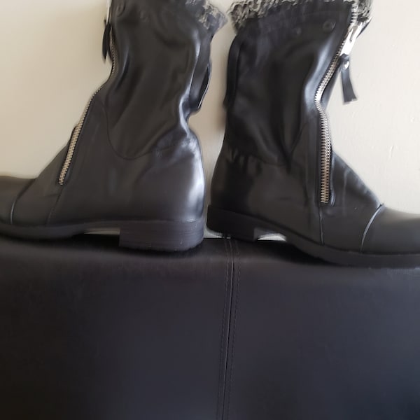 Women Winter Pure Color Genuine Leather Flat Boots