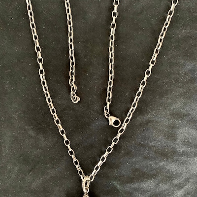 Oval Rolo Oxidized Chains, Antiqued Sterling Silver Necklace With Thick ...