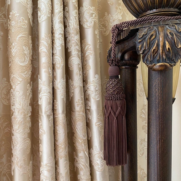 Jacquard Drapery Curtain, Thick Living Room Curtains, Luxury Draping