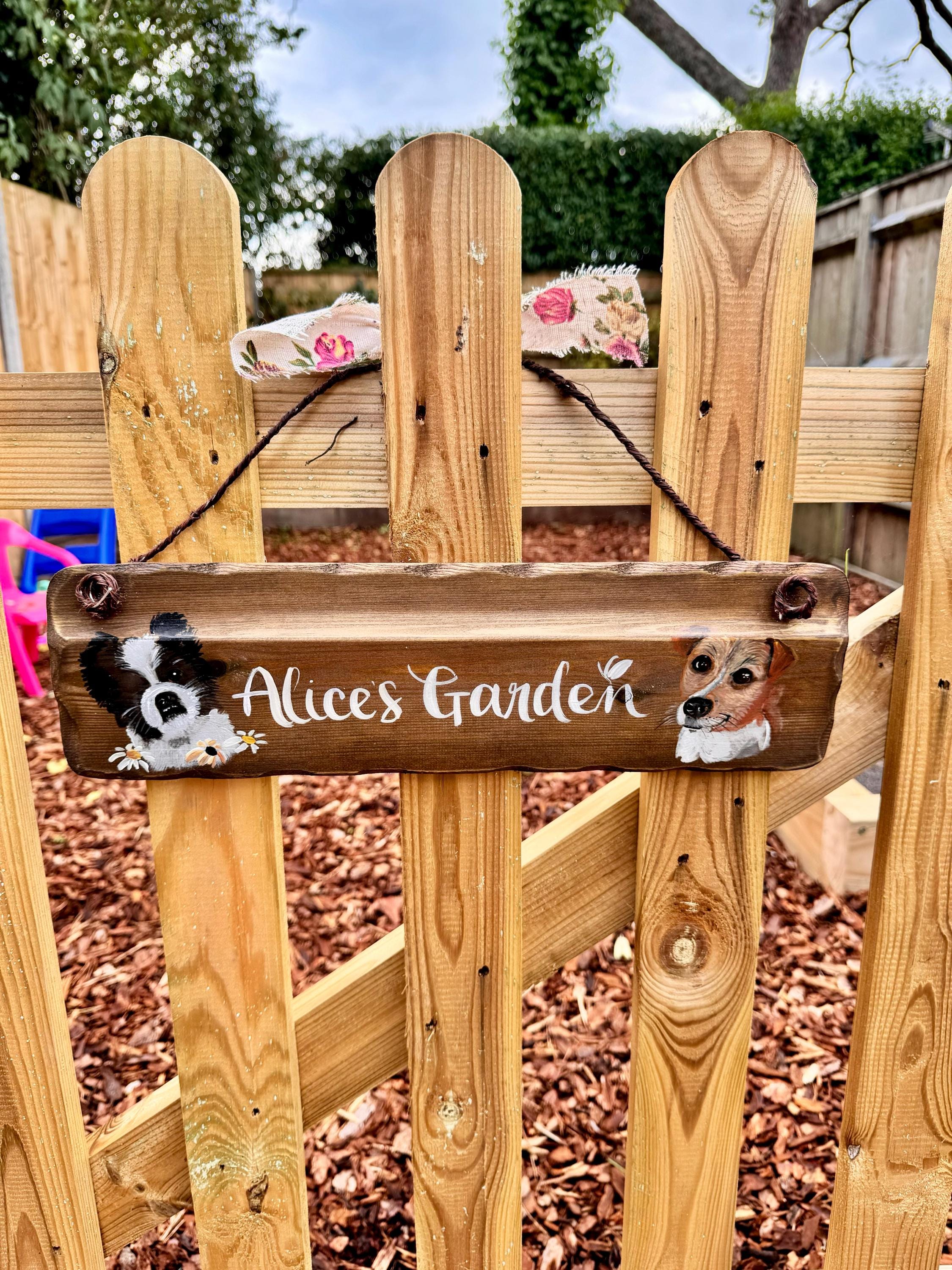 Custom Grandad&#39;s garden plaque. Unique birthday, anniversary & memorial gift. Trespassers will be composted sign. Handpainted custom sign