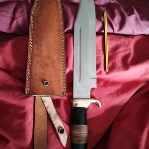 Personalized Custom Made D2/c430 Tool Steel High Polish Crocodile Dundee  Bowie Rambo Knife Fathers Day Gift, Gift for Him W Leather Cover 