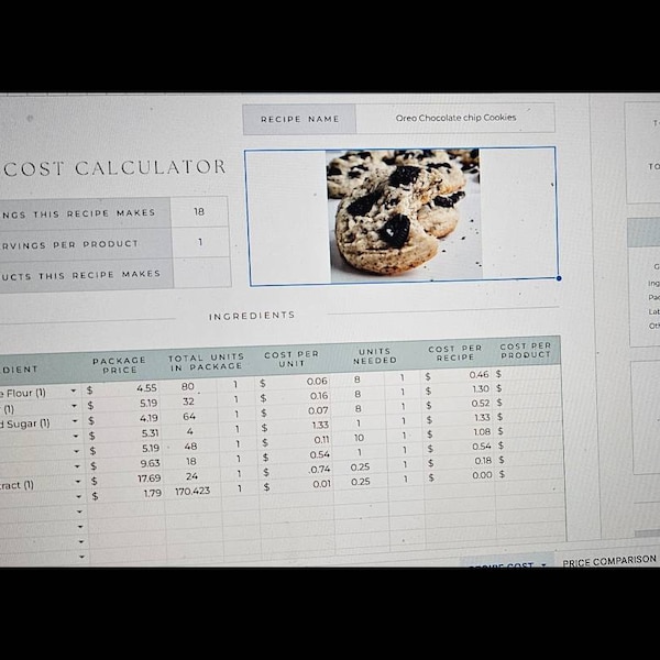 Home Bakery Business Planner Spreadsheet, Recipe Cost Calculator Google ...