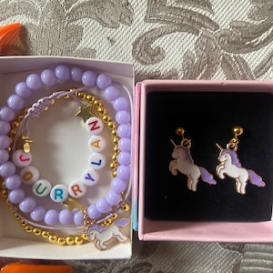 3 pulsera personalizada para niños Pulsera con nombre de unicornio rosa  Regalo de cumpleaños de unicornio Pulseras para niños para niñas Fiesta de  unicornio favorece joyería personalizada -  México