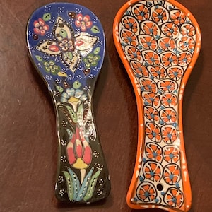 Kichvoe Juego de 2 soportes de cuchara de cerámica para cucharas