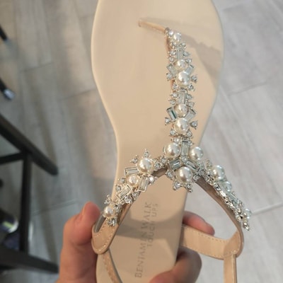 Ivory Wedding Sandals With Pearls and Crystals Ivory Bridal Sandals ...