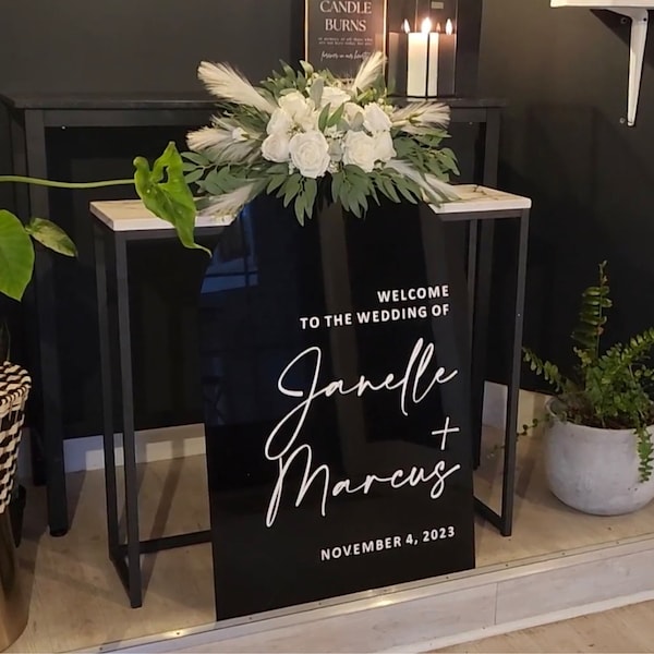 Arched Welcome Sign, Black Acrylic Sign, Modern Wedding Decor, Black ...