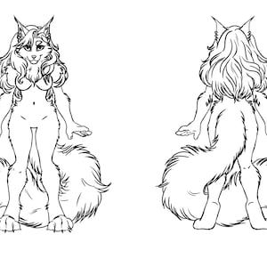 Furry Adoptable Base Download Male Wolf anthro lineart color | Etsy