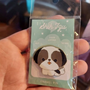 Shih Tzu (black & White) Pin - Etsy Hong Kong