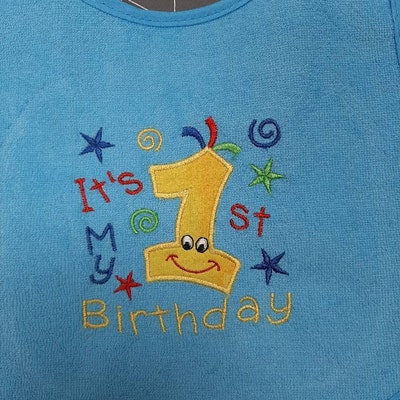 1st Birthday Embroidery Applique Design, Number 1, First Birthday