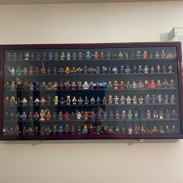 Minifigure Display Case Wall-Mounted, Lockable Door (Holds 80