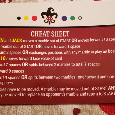 Marbles &amp; Jokers Cheat Sheets - Etsy