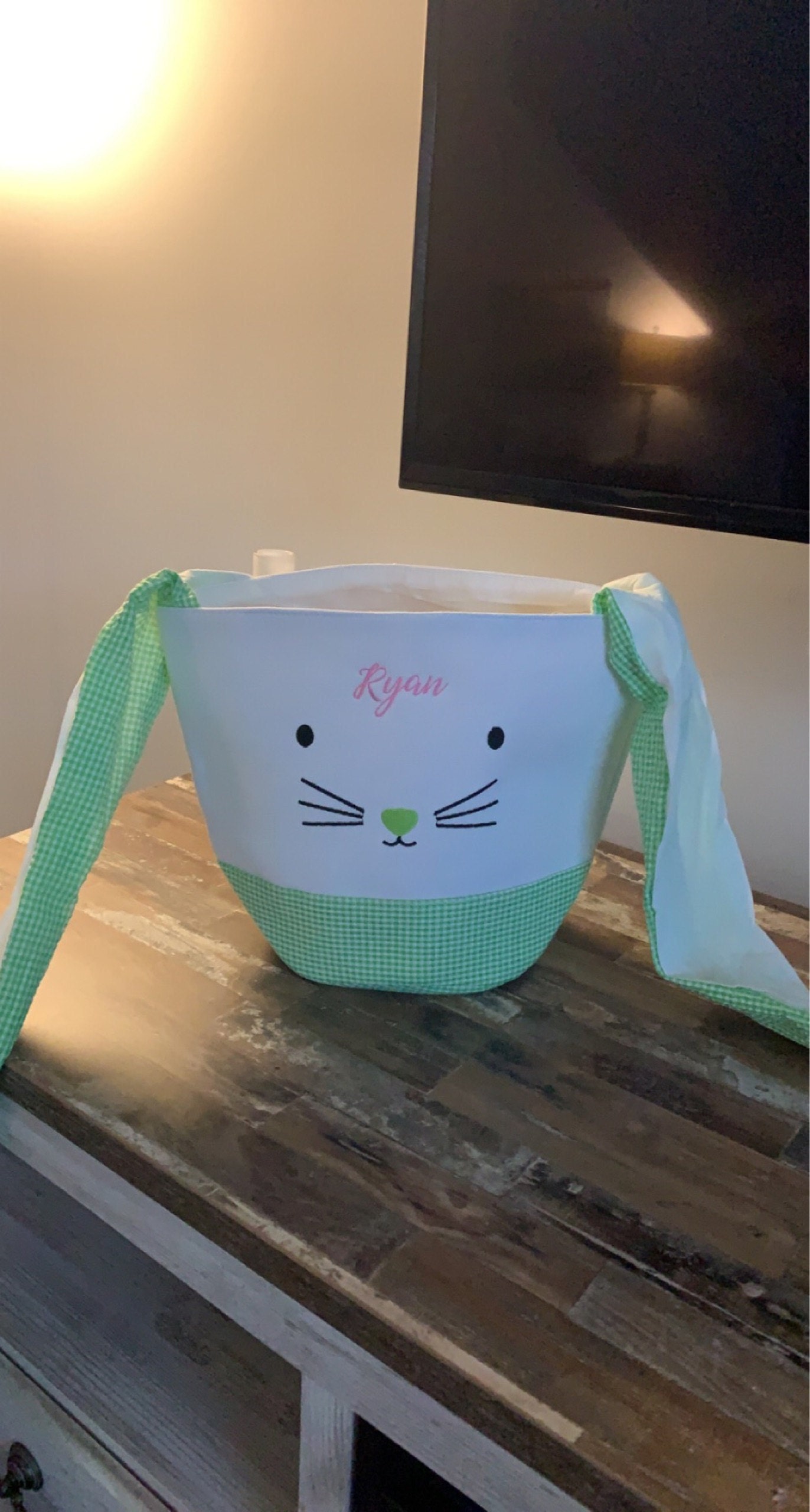 Easter basket, Personalized Easter Basket, monogram easter basket, girls basket, boys basket, girls easter basket, embroidered, Check, bag