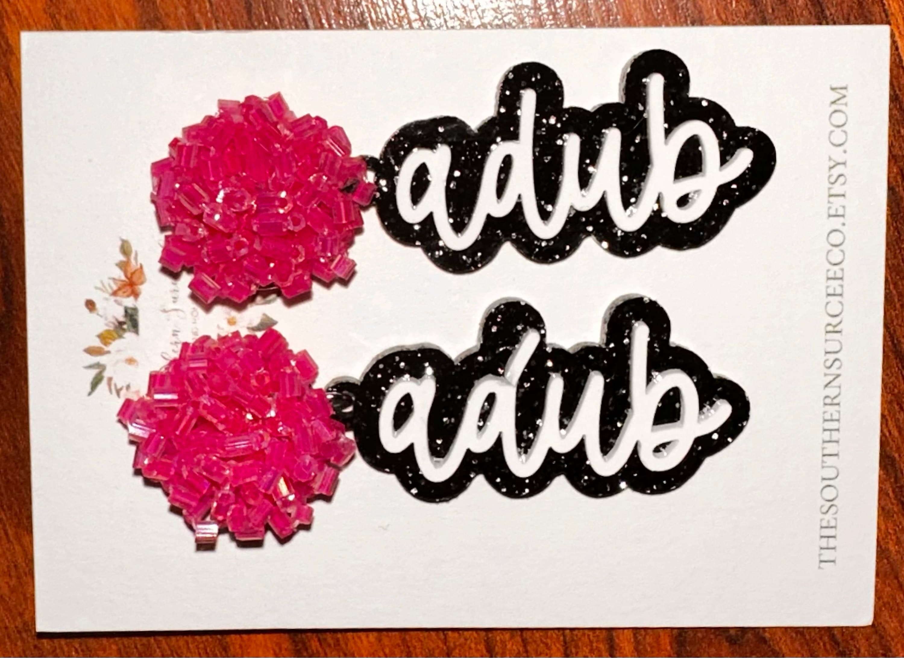 Script Spirit Earrings | Cheer Seed Bead Pom | School Colors | Team Game Day Mix & Match | Custom | High College Sports | Mascot | Player #