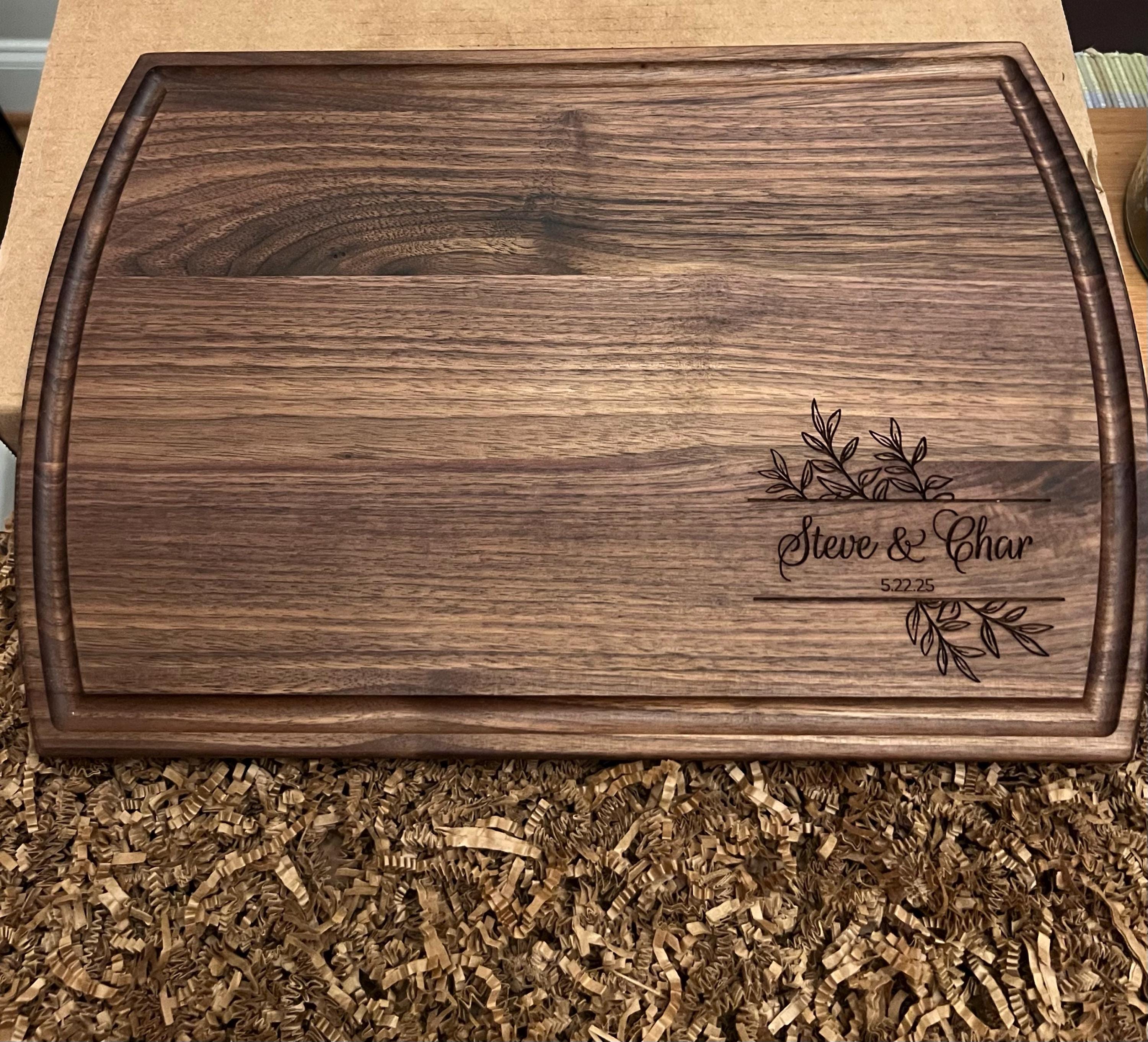 Wood Cutting Board, Personalized Cutting Board, Floral Engagement Gift For Couple, Personalized Charcuterie Board, Engraved Wedding
