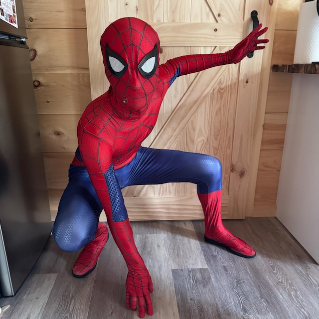 ニューデイ スパイダーマンスーツ 赤と青のコスプレ衣装 取り外し可能