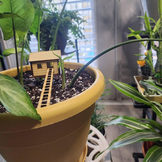 Mounteps Mini-Baumhaus-Blumentopf – DIY Holz-Bausatz Für Kreative Pflanzen-Deko, Innen & Außen