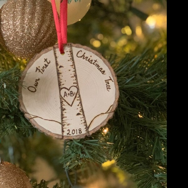 Wood Slce Chrstmas Ornament Hand Panted Gft Tags Tree Slce Tree