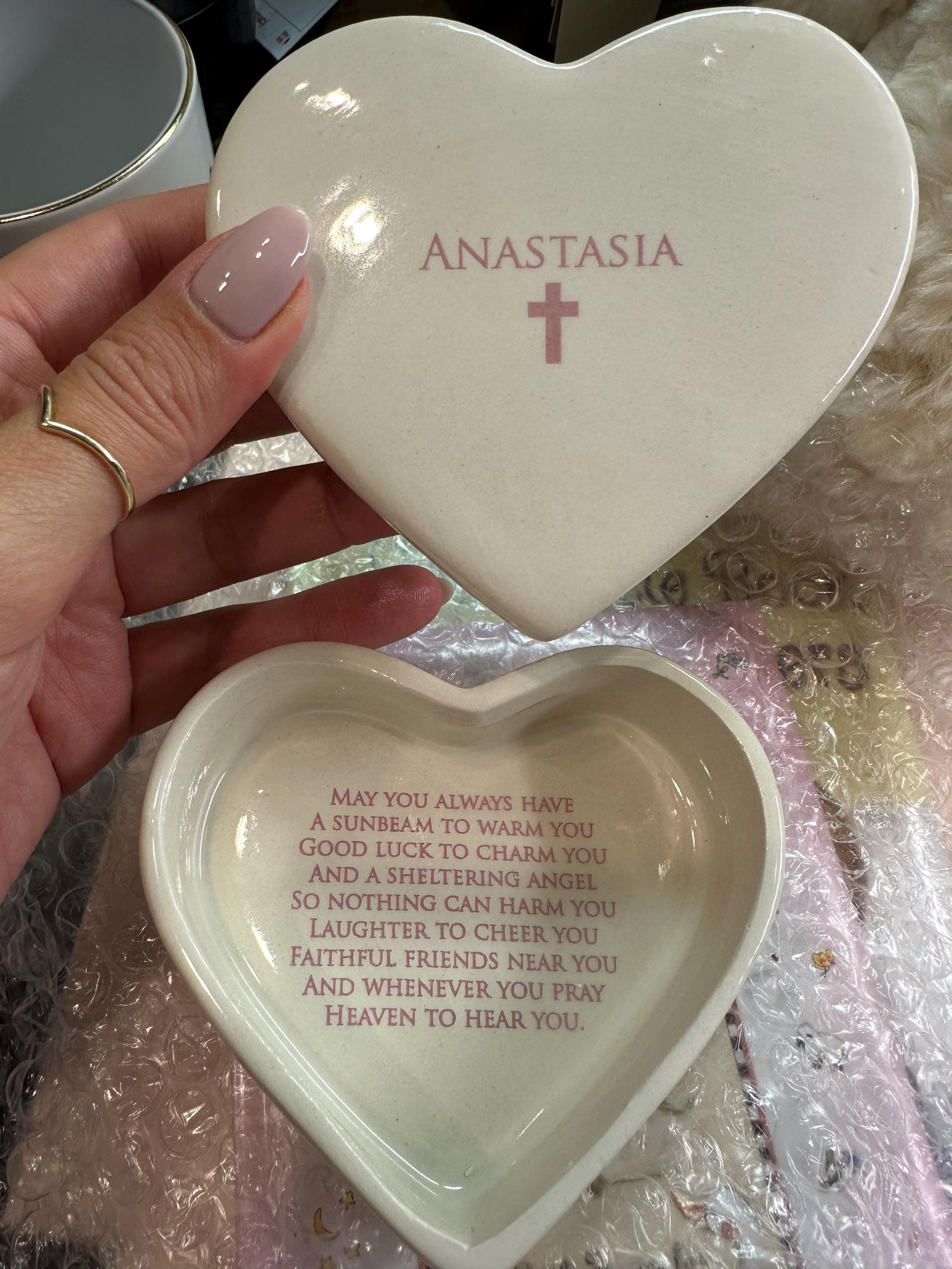 Personalized Baptism Gift, First Communion Gift, Confirmation Gift, Godchild Gift, Goddaughter Gift -With Irish Blessing -Heart Keepsake Box